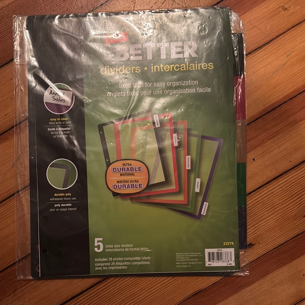 Staples BETTER Dividers with Tabs